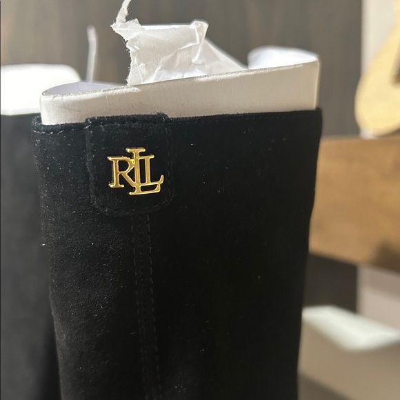 Lauren Ralph Lauren Over the Knee Black leather Boots new in box size 10 - Picture 3 of 11